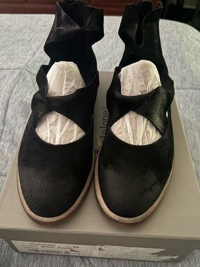 Antelope Black Suede-Style Wrap Ballet Flats